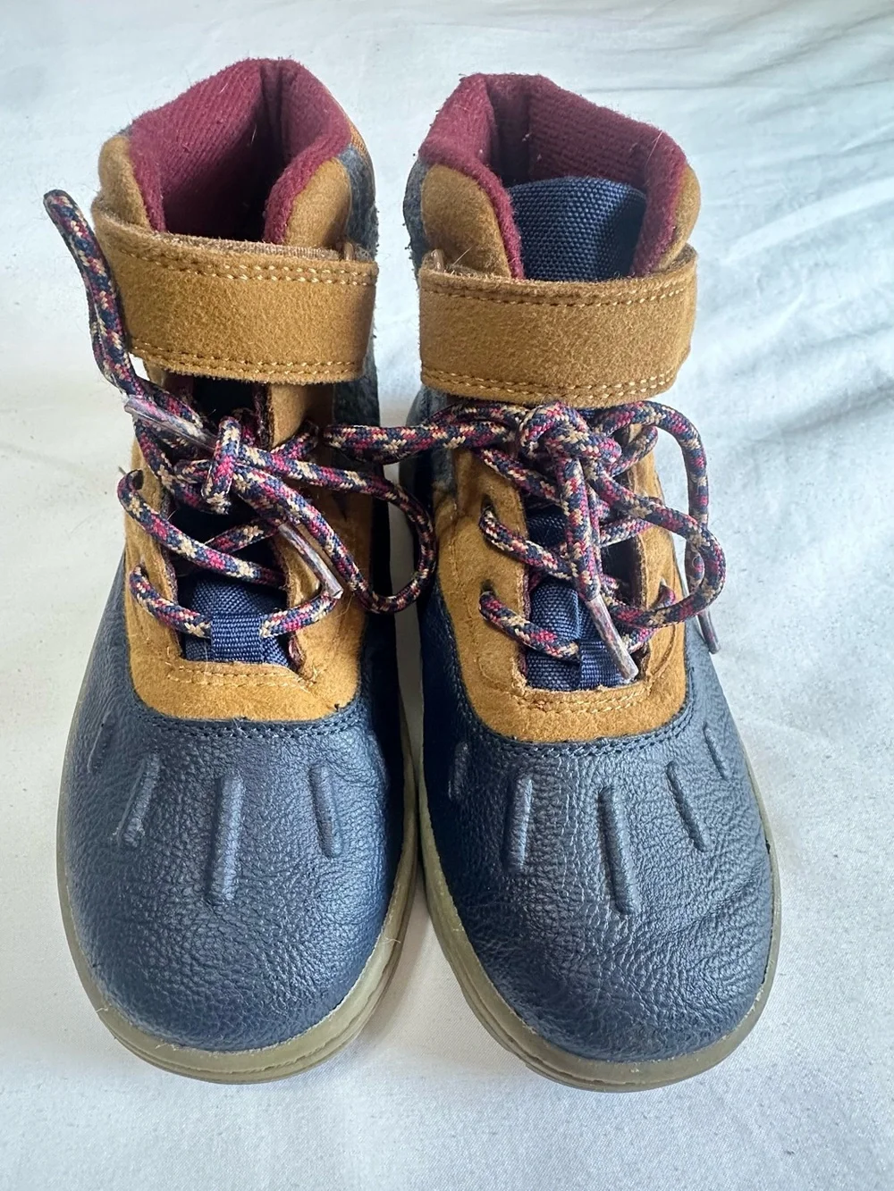 Kids Navy and Tan Waterproof Duck Boots